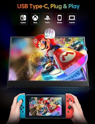 VILVA Portable-Monitor-for-Lapto - 15.6'' 1080P FHD IPS Display USB-C HDMI Portable Monitor for Laptop with Cover and Speakers External Monitor for Laptop/PC/Mac/Phone/Xbox Switch/PS4/ — view 5