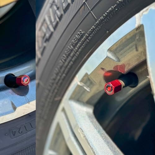TACTILIAN Red Tire Valve Stem Caps for Dodge Tire Valve 4 Pack | Leakproof Aluminum Tire Valve Caps with Rubber O-Ring Compatible with Dodge Valve Stem Caps for Challenger, Charger, Ram, Durango — view 2