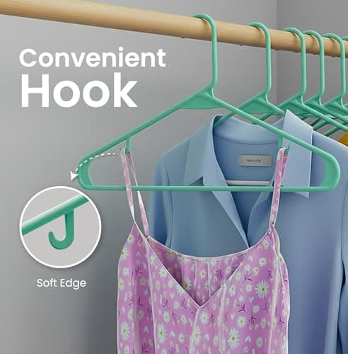 Utopia Home Plastic Hangers 50 Pack - Clothes Hanger with Hooks - Durable & Space Saving (Aqua) — view 4