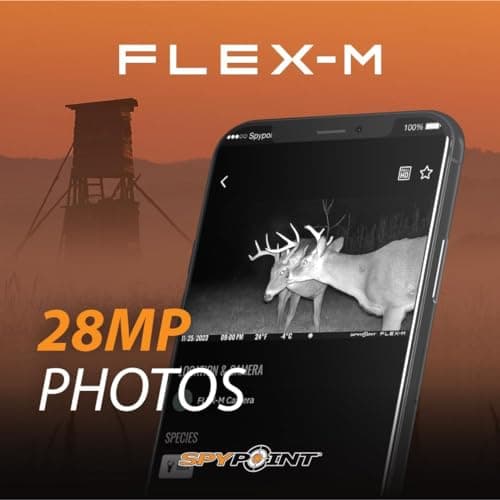 SPYPOINT Flex-M Cellular Trail Camera - Best Value in Hunting Accessories, No WiFi Needed & GPS-Enabled, Hunting Night Vision, IP65 Water-Resistant, 28MP Photos, 720p Videos + Sound (Pack of 1) — view 3