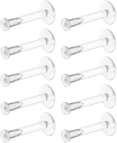WildVibe 16g Clear Earrings for Sports, Work, Surgery - Bioflex Plastic Earrings Tragus Piercing Jewelry Clear Labret Retainer Piercings 10pc Set - Plastic Stud Earrings for Cartilage Helix Tragus Lip Medusa Monroe - 8mm (5/16)