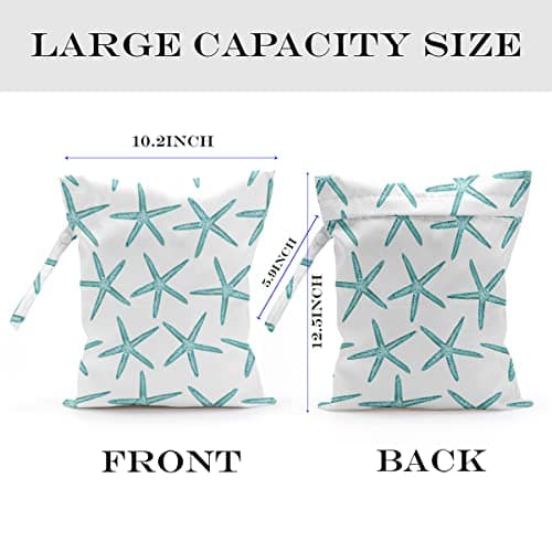 zcyxuuw Wet Dry Bag for Swimsuit, Travel, Beach, Pool, Diapers, Dirty Yoga Gym Clothes, Makeup, Waterproof Reusable Beach Bag with Ocean Decor Starfish Sea Horse Anchor