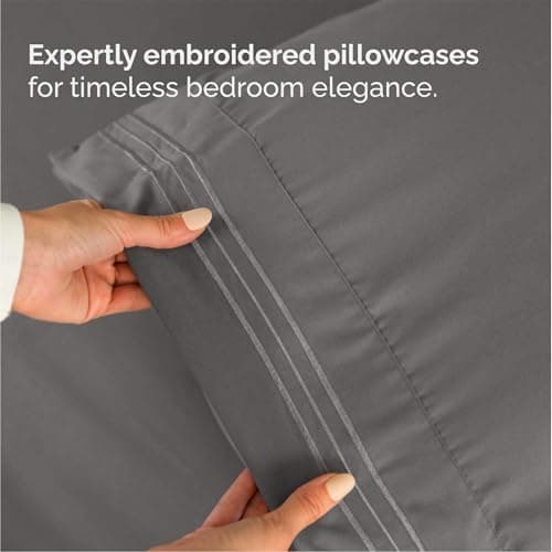 Queen Size 4 Piece Sheet Set - Comfy Breathable & Cooling Sheets - Hotel Luxury Bed Sheets for Women and Men - Deep Pockets, Easy-Fit, Soft and Wrinkle Free Sheets - Dark Grey Oeko-Tex Bed Sheet Set — view 5