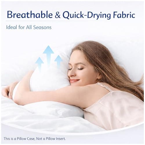 Waterproof Pillow Protectors with Zipper Queen Size 2 Pack Zippered Pillow Covers, Breathble and Noisless Pillow Encasements, Moisture Wicking Pillowcases — view 5