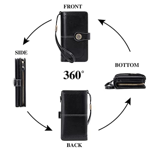 SENDEFN Wallets for Women Leather Credit Card Holder with RFID Blocking Large Capacity Wristlet — view 4
