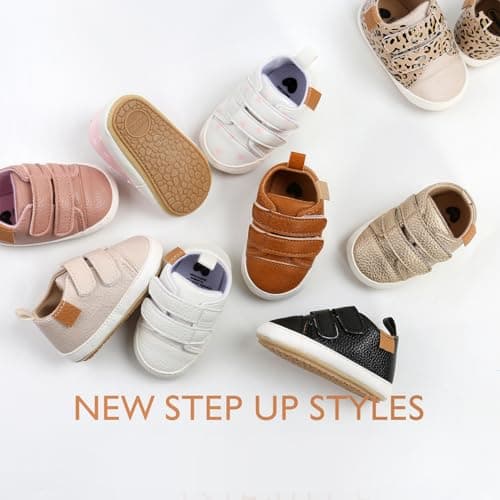 BABSMULY Baby Boys Girls Shoes Non-Slip Rubber Sole High-Top PU Leather Sneakers Infant First Walking Shoes Toddler Crib Shoes Newborn Loafers Flats.(White, 3-6 Months) — view 2