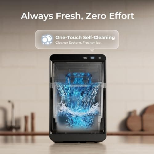 ipolo Nugget Ice Maker Countertop: 44lb/Day, Self-Cleaning, Black Stainless Steel, Portable, Soft Chewable Pebble Ice Machine for Home Kitchen, RV & Office — view 3