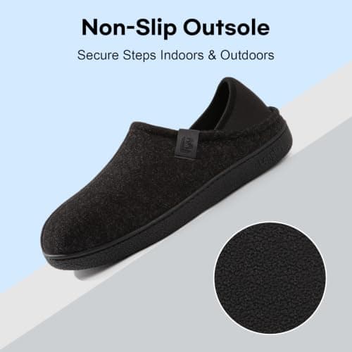 LongBay Mens Slippers with Removable Supportive Insole Slip on Casual House Shoes for Indoor Outdoor Bedroom Garden Black, 10 — view 4