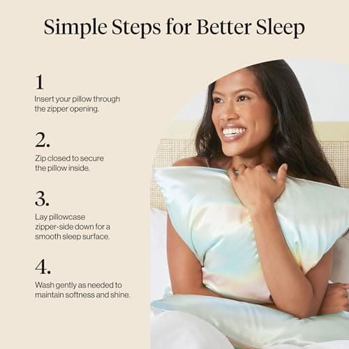 Kitsch Satin Pillowcase with Zipper for Hair & Skin - Softer Than Silk Pillow Cases, Smooth Cooling Satin Pillow Case, Wrinkle-Free, Machine Washable - Pillow Cases Standard Size (19x26) - Aura — view 6