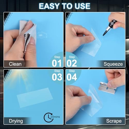Kunsia Windshield Repair Kit Quick Fix for Bullseyes, Star Cracks and Chips (2pcs)