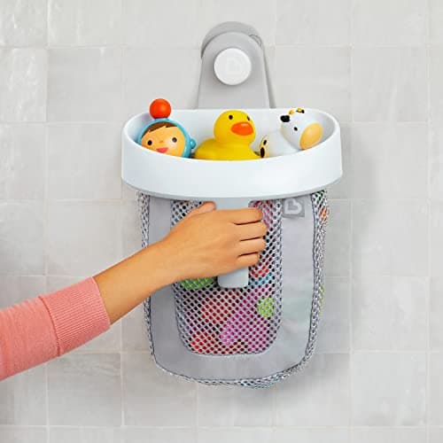 Munchkin Hanging Bath Toy Storage with Quick Drying Mesh, Grey — view 2