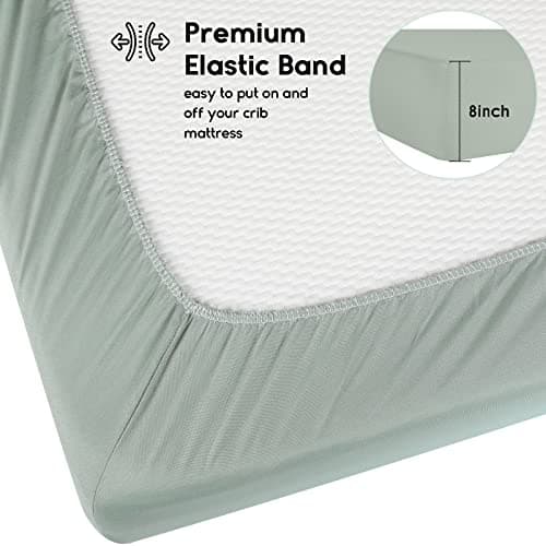 Yoofoss Baby Crib Sheets for Boys Girls, Fitted Crib Sheet 2 Pack for Standard Crib and Toddler Mattress, Super Soft Microfiber Baby Sheet 28x52x8in(Green+Leaf) — view 2