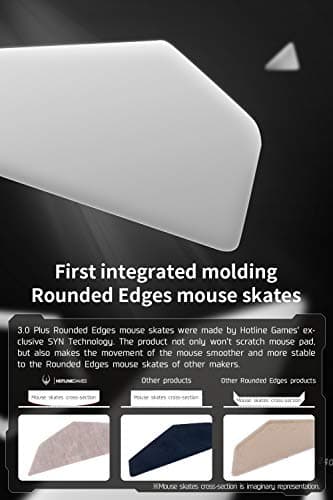 HOTLINEGAMES 2Sets 3.0 Plus Rounded Curved Edges Mouse Feet Skates Compatible with Logitech G Pro X Superlight 2 DEX Wireless Gaming Mouse feet Replacement (0.8mm, Smooth, PTFE) Pro Performance