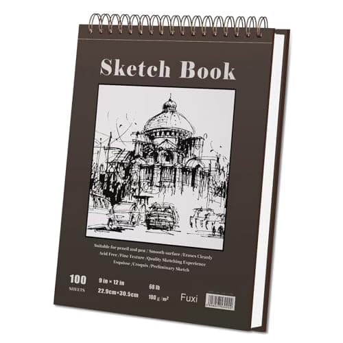 Fuxi 9" x 12" Sketch Book, Top Spiral Bound Sketch Pad, 100 Sheets 68lb/100gsm Acid-Free Drawing Paper, Art Sketchbook for Drawing Pad for Kids Artists & Beginners Professional Art Supplies for Adults — view 8
