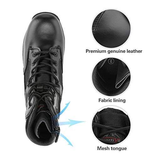 NORTIV 8 Men's Military Tactical Boots Combat Hiking,Black,9.5 — view 2