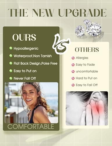 LOLIAS Hypoallergenic Flat Back Earrings for Women Girls-Cute Toddler Kids Teen Girls Earring Set-Surgical Steel Earrings for Sensitive Ears-14K Gold Plated Stainless Steel Flatback Studs Screw Back Small Hoop Cartilage Earring Stacks 14K Gold Plated Age Over 4 Years Old — view 8