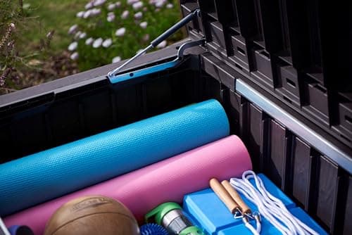 Keter Westwood 150 Gallon Resin Large Outdoor Storage Box for Patio Furniture, Outdoor Cushions, Garden Tools and Pool Floats, Dark Grey — view 6