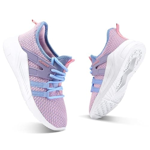 RUNSIDE Boys Girls Tennis Shoes Kids Lightweight Breathable Sneakers Lace-up Running Athletic Shoes for Toddler/Little Kid/Big Kid Purple — view 3