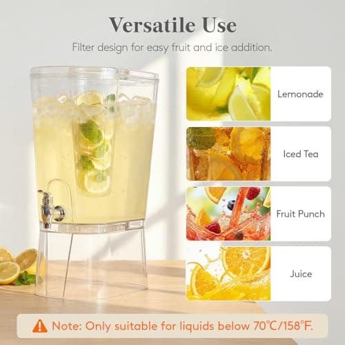Lifewit 2 Gallon Drink Dispenser for Parties, Large Plastic Beverage Container with Fruit Infuser & Leak-Proof Spigot, BPA Free Water Pitcher for Juice/Tea/Lemonade - Ideal for Bar & Outdoor, 2 Pcs — view 8