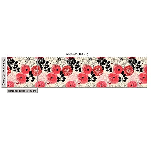 Ambesonne Floral Fabric by The Yard, Modern Abstract Big Circled Abstract Flowers Blossoms and Leaves Art Print, Decorative Fabric for Upholstery and Home Accents, 3 Yards, Charcoal Pink — view 2
