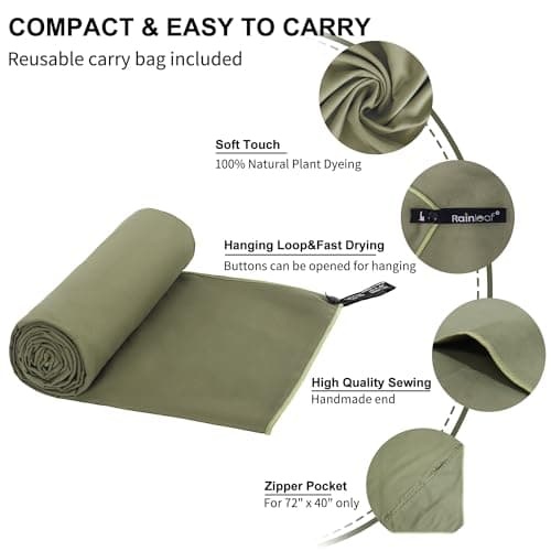 Rainleaf Microfiber Towel Perfect Travel & Gym & Camping Towel. Quick Dry - Super Absorbent - Ultra Compact - Lightweight. Suitable for Trip, Beach, Shower, Backpacking, Pool — view 2