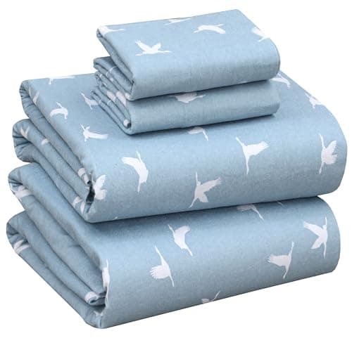 RUVANTI 100% Cotton Flannel Sheets Set - Queen - 4 Pcs - We Fly