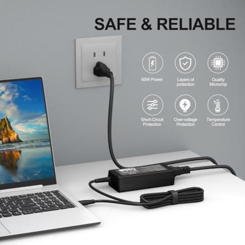 YZAESHAY Replacement 65W USB C Laptop Charger Compatible with HP Chromebook and All 65W USB Type C Power Adapter — view 5