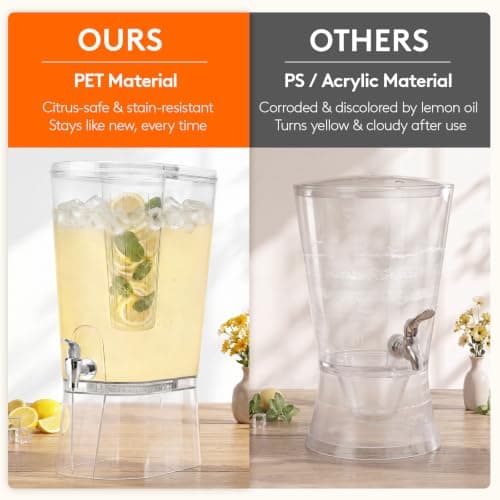 Lifewit 2 Gallon Drink Dispenser for Parties, Large Plastic Beverage Container with Fruit Infuser & Leak-Proof Spigot, BPA Free Water Pitcher for Juice/Tea/Lemonade - Ideal for Bar & Outdoor, 2 Pcs — view 6