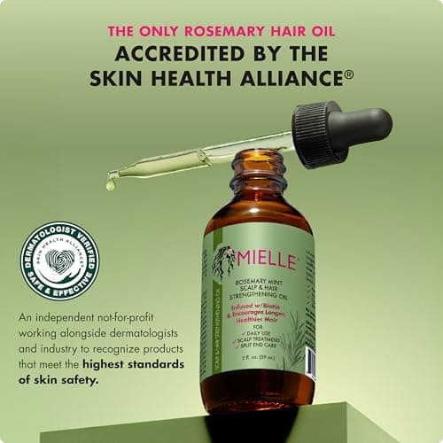 Mielle Organics Rosemary & Mint Hair Oil - Strengthening Biotin Oil Infused Frizzy & Damaged Hair Care - Split Ends & Dry Scalp Treatment to Support Longer, Healthier Strands, 2 Ounce — view 3