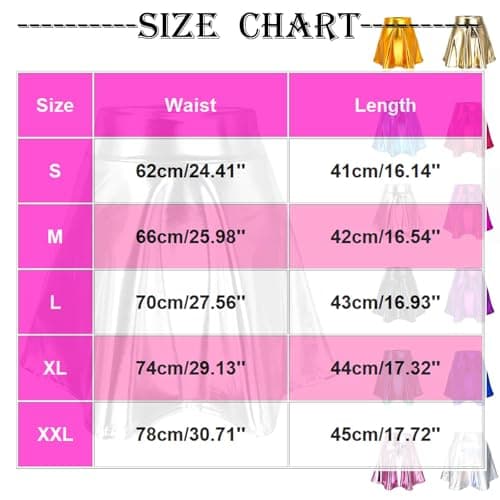 Women Shiny Metallic Ballet Dance Skirt Pleat Mini Skirts Scooter Skater Cheerlead Skirt High Waist Athletic Skort Pink S — view 3