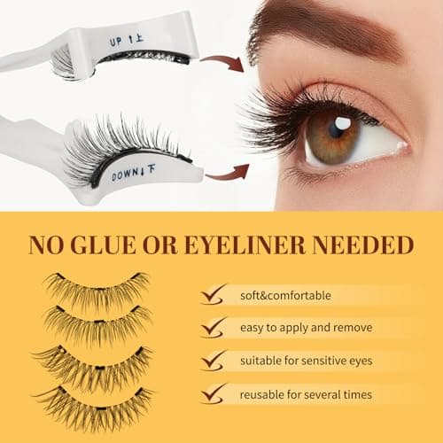 QUEWEL Magnetic Eyelashes Natural Look, 2pairs Reusable Lashes with Applicator, Easy to Use without Eyeliner(XK-Mag-B+E) — view 4