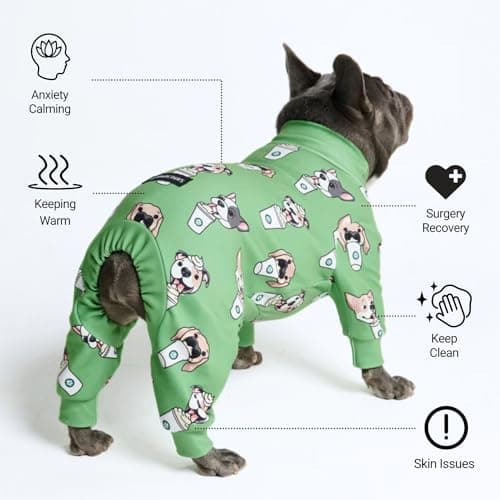 Spark Paws Dog Pajama, Dog Recovery Suit Male, Onesie, Ultra-Soft and 4-Way Stretch, for Small Medium and Large Breeds - Pup Cup - 3XL — view 2