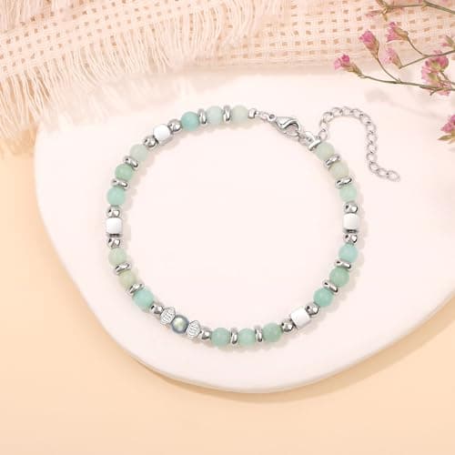 JoycuFF Mom Gifts, Christmas Birthday Gifts for Mom from Daughter Son, Valentines Mothers Day Ideas Present for Mother Mama Amazonite Moonstone Bracelets for Women — view 2