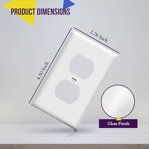 ENERLITES Duplex Wall Plates Kit, Electrical Outlet Covers, Standard Size 1-Gang 4.50" x 2.76", Unbreakable Polycarbonate Thermoplastic, Electric Receptacle Plug Covers, 8821-W-10PCS, White, 10 Pack