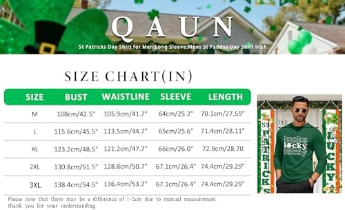 QAUN St Patricks Day Shirt for Men Long Sleeve:Mens St Paddys Day Shirt Irish Tshirt Casual Tops — view 5