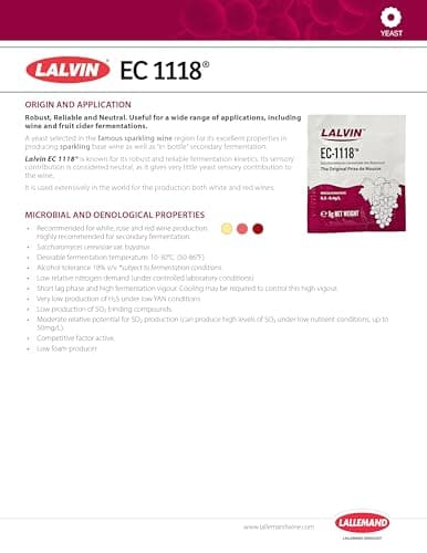 5x Lalvin EC-1118 Champagne Yeast 5g Sachet 18% Homebrew Wine Making 4.5L-23L by Lalvin — view 7