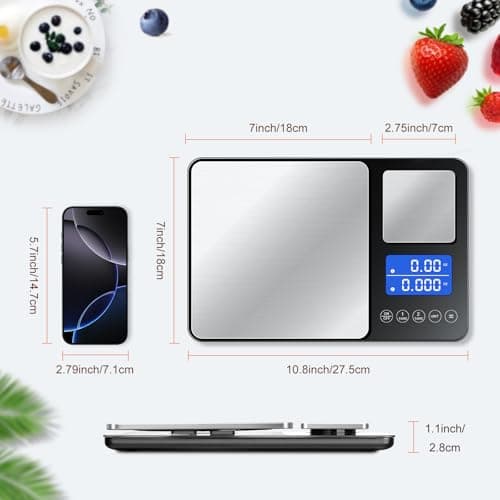KUAIVO 0.001oz/33lbs Dual Platform Food Kitchen Scales Digital Weight Grams and Ounces, Two Precisions Kitchen Scale for Sourdough Bread, Baking and Cooking with 7 Units Tare, Accumulation Functions — view 7