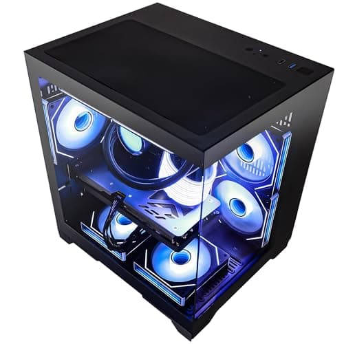 HELLOLAND Panaroma Gaming PC Desktop -AMD Ryzen 7 5700X 3.4 GHz -GeForce RTX 5060 8GB -32GB DDR4 RAM -1TB PCIe SSD & 240mm AIO & ARGB Software -WiFi & Bluetooth -Windows 11 Tower Computer-Black — view 6