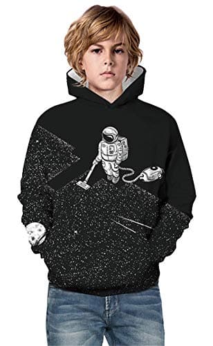 Imbry Boys Girls 3D Printed Hoodie for Kids Animal Hooded Pullover Sweatshirt(M,Astronaut)