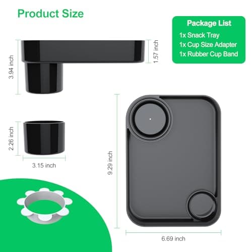 Car Seat Tray for Kids Travel, Carseat Tray for Food Toddler, Car Seat Table Tray, Car Seat Cup Holder Snack Tray for Graco, Evenflo, Chicco, Rotatable Removable Family Road Trip Essentials - Black — view 2