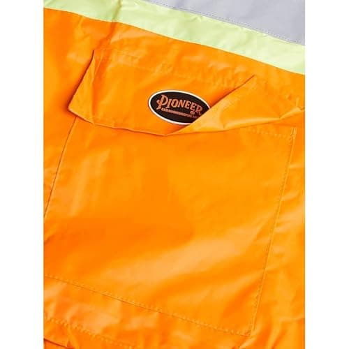 Pioneer Hi Vis Waterproof Heavy Duty Rainsuit - Hooded Rain Jacket and Bib Pants - 210D Oxford Poly/PVC - Orange — view 17