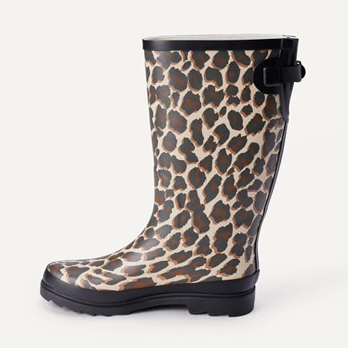 Amazon Essentials Women's Waterproof Tall Rain Boot with Adjustable Buckle, Leopard, 8 — view 3