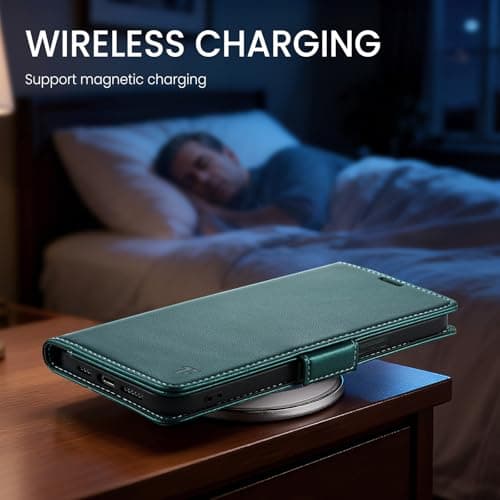 Tenifly for iPhone 13 Case Wallet with RFID Blocking Card Holder, PU Leather Kickstand Protective Flip Phone Cover Fit for iPhone 13 6.1", Bluish Green — view 5