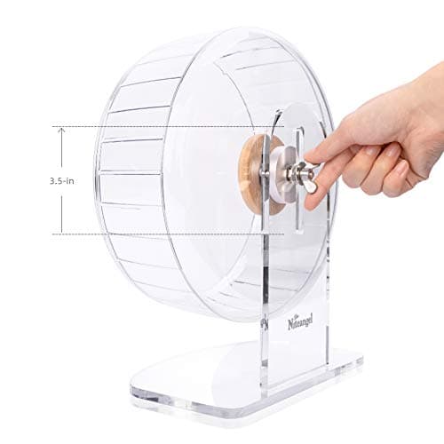 Niteangel Super-Silent Hamster Exercise Wheels - Quiet Spinner Hamster Running Wheels with Adjustable Stand for Dwarf Syrian Hamsters Gerbils Mice Or Other Small Animals (Transparent, Medium) — view 5