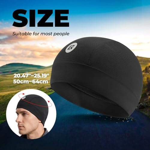 ROCKBROS Cooling Skull Cap Helmet Liner，Lightweight Breathable Under Helmet,Cycling Motorcycle Hard Hat Liner for Men Women Black — view 4