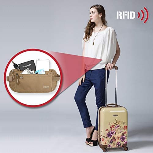 Money Belt - Passport Holder Secure Hidden Travel Wallet with RFID Blocking, Undercover Fanny Pack (Beige) — view 5