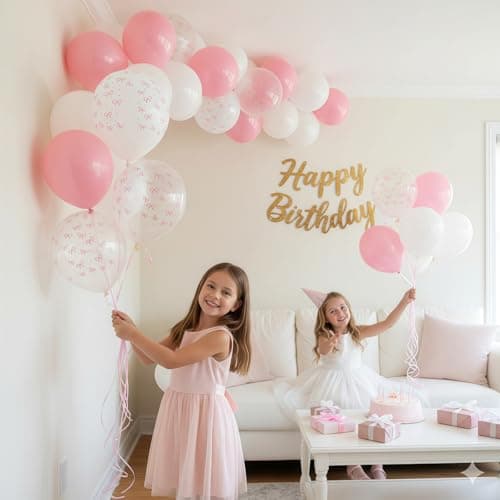 HILAVO Pink Bow Balloons, 12 Inch Pastel Light Pink Transparent White Bow Print Coquette Balloon for Girls Women Birthday Bachelorette Party Bridal Baby Shower Wedding Anniversary Decorations Supplies — view 2