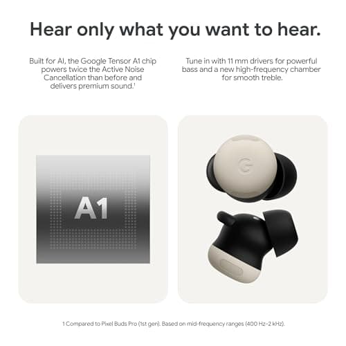 Google Pixel Buds Pro 2 - Noise Canceling Earbuds - Up to 31 Hour Battery Life with Charging Case - Bluetooth Headphones - Compatible with Android - Hazel — view 3