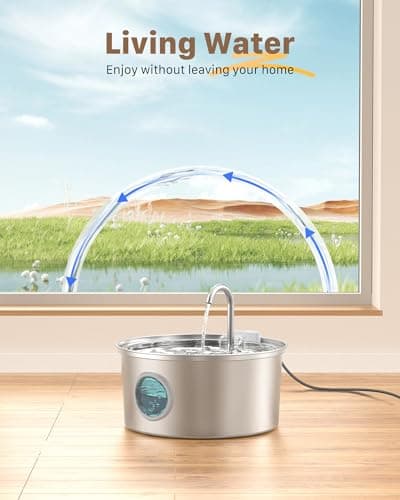 Cat Water Fountain Stainless Steel with 6 Filters + 3 Sponge Filters: 108oz/3.2L FOFNON Cat Fountain