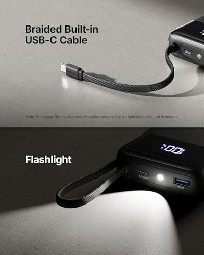 INIU 20000mAh Power Bank, Small 45W PD Fast Charging Portable Charger with Built-in USB C Cable, Flight-Safe Travel External Phone Battery Pack for iPhone 17 16 Pro Max Samsung S25 S26 Google iPad etc — view 4